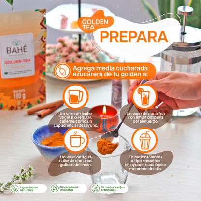 Golden Tea (Curcuma latte) - Una mezcla perfecta para nutrir el organismo y mejorar la salud digestiva.