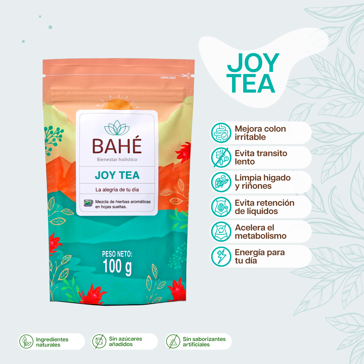 Joy Tea (Colon irritable) - la solución perfecta si sufres de inflamación abdominal, dificultad para digerir los alimentos y estreñimiento regular.